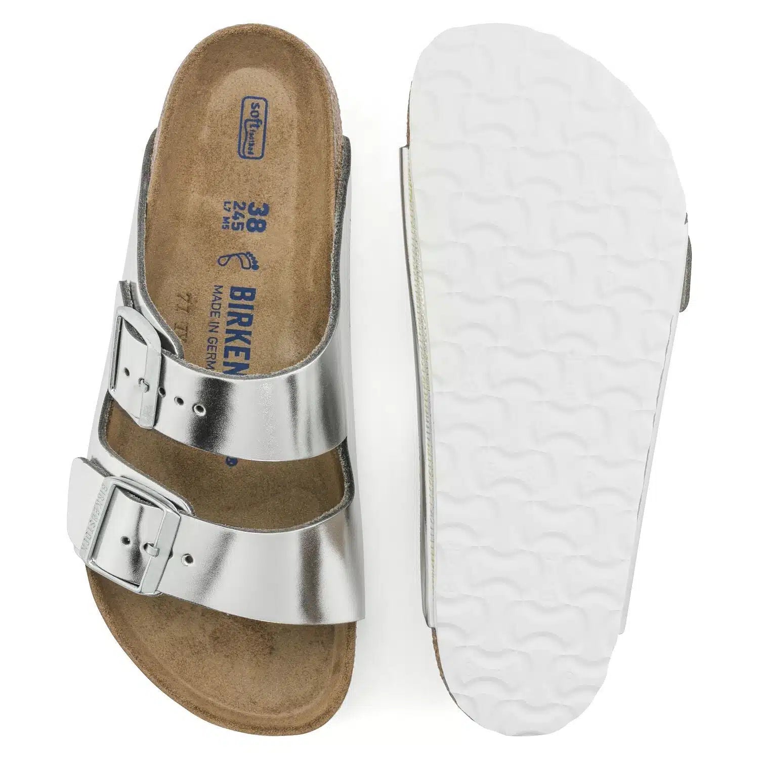 Birkenstock Arizona Footbed Sandals in Matt Silver