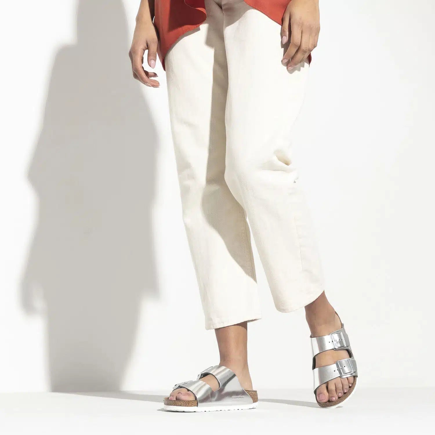 Birkenstock Arizona Footbed Sandals in Matt Silver