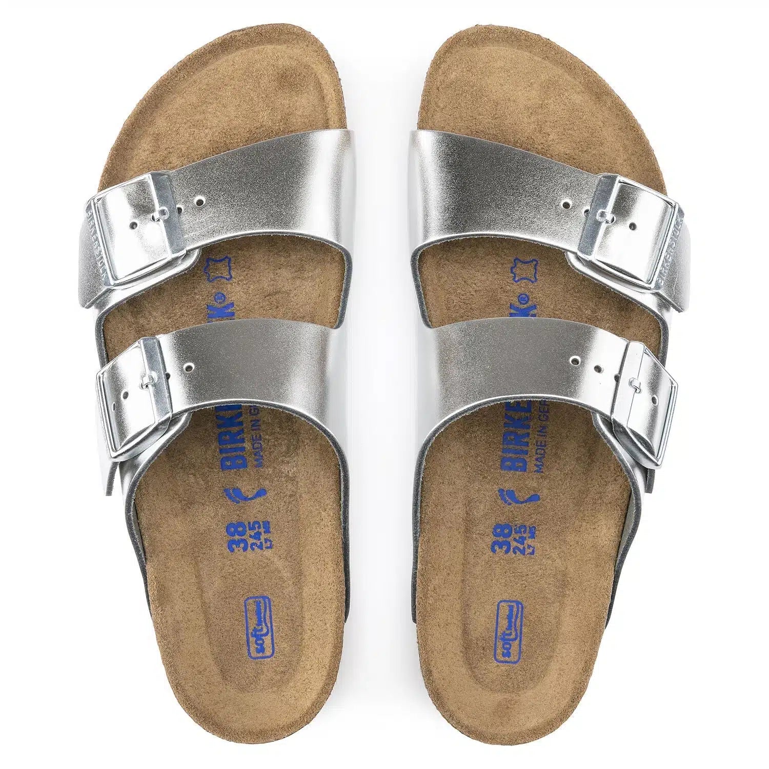 Birkenstock Arizona Footbed Sandals in Matt Silver