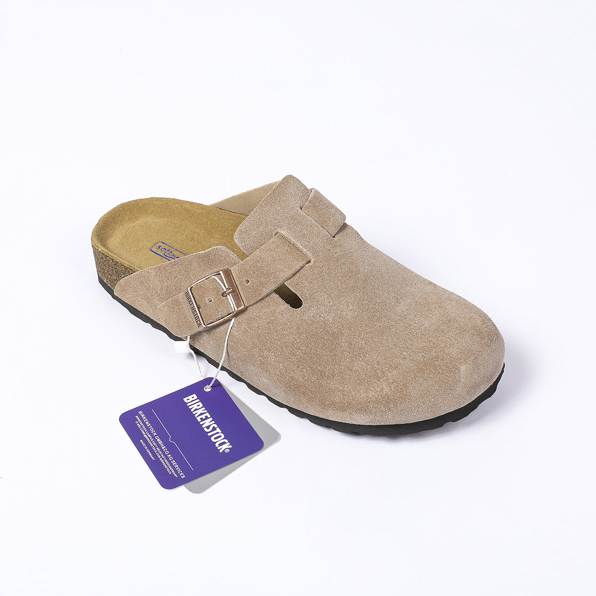 Birkenstock Boston Classic Taupe Suede Clogs