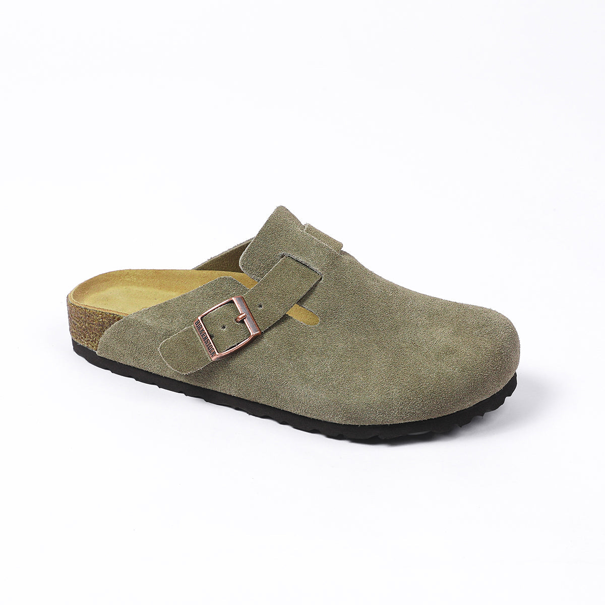 Birkenstock Boston Classic Light Olive Suede Clogs