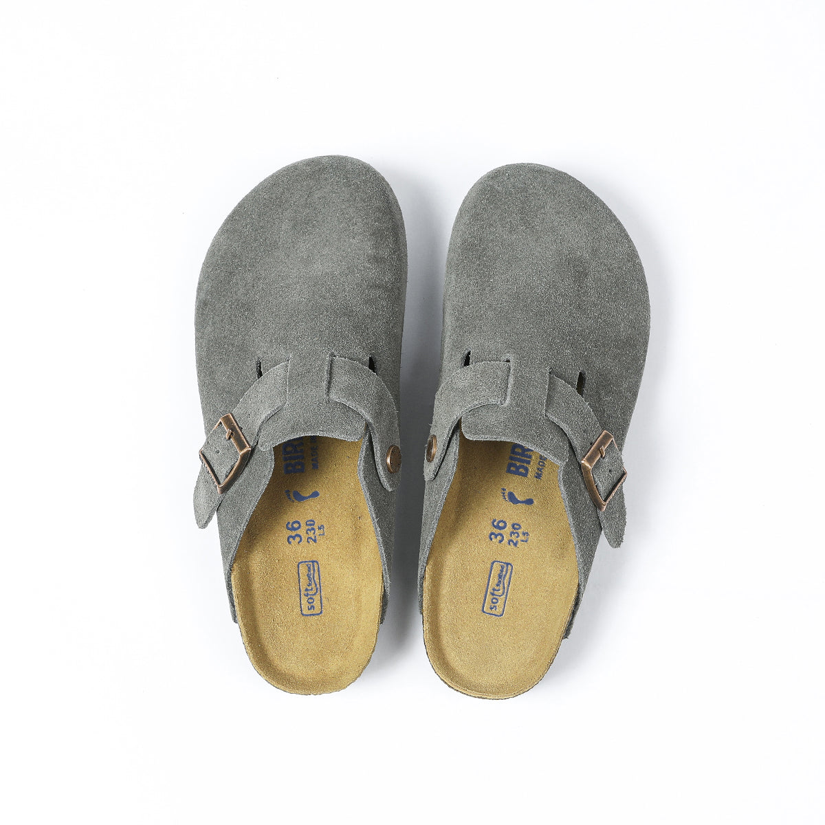Birkenstock Boston Classic Grey Suede Clogs