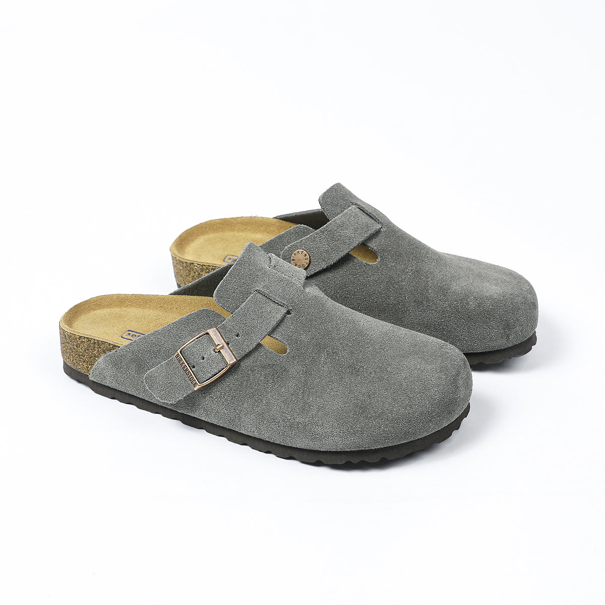Birkenstock Boston Classic Grey Suede Clogs