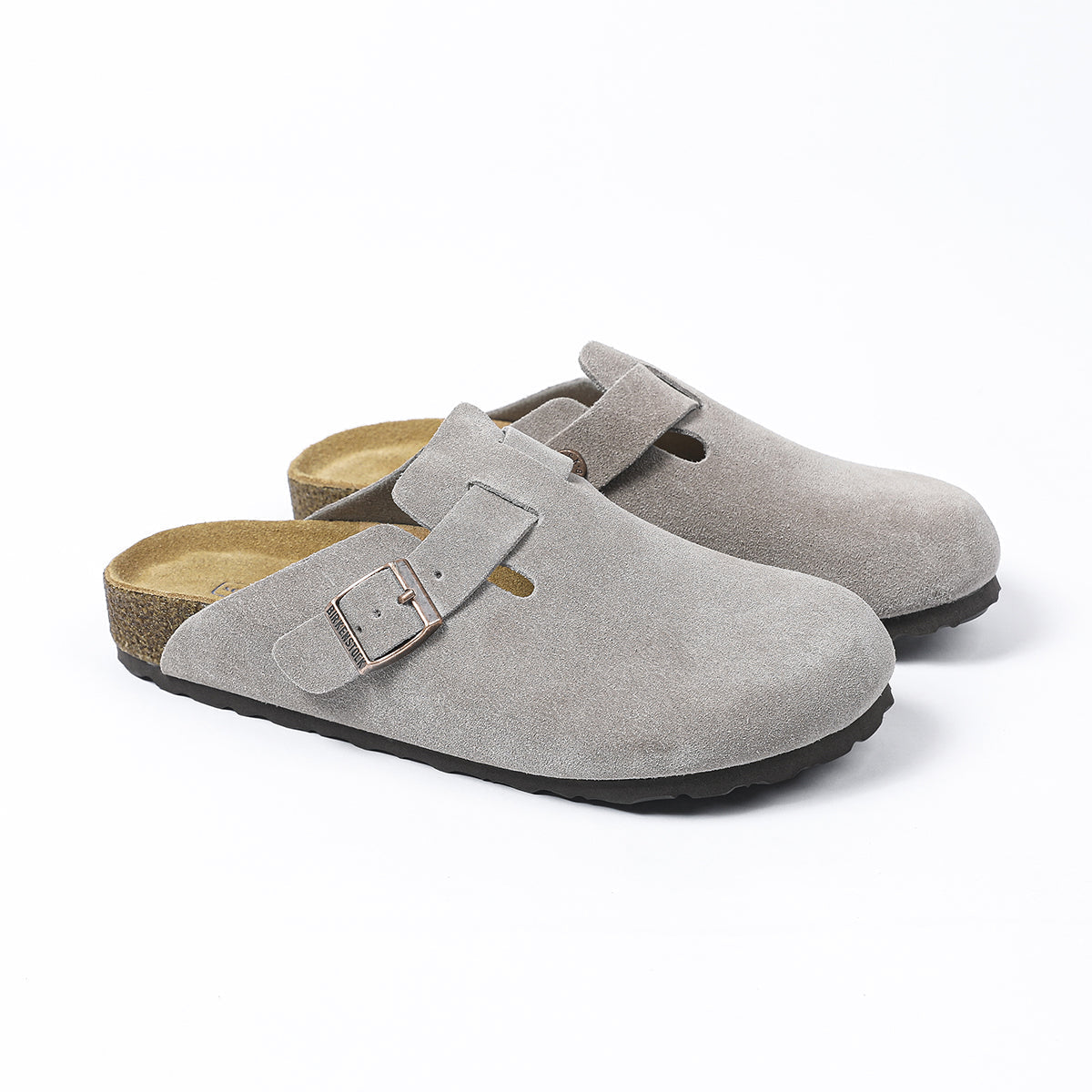 Birkenstock Boston Classic Grey Suede Clogs