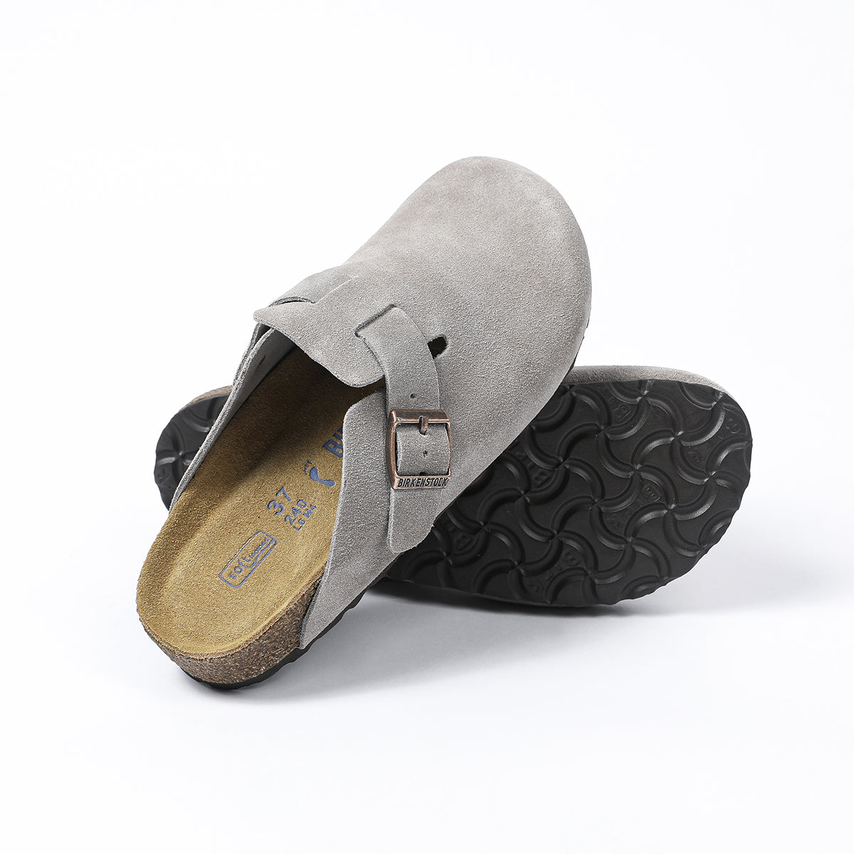 Birkenstock Boston Classic Grey Suede Clogs