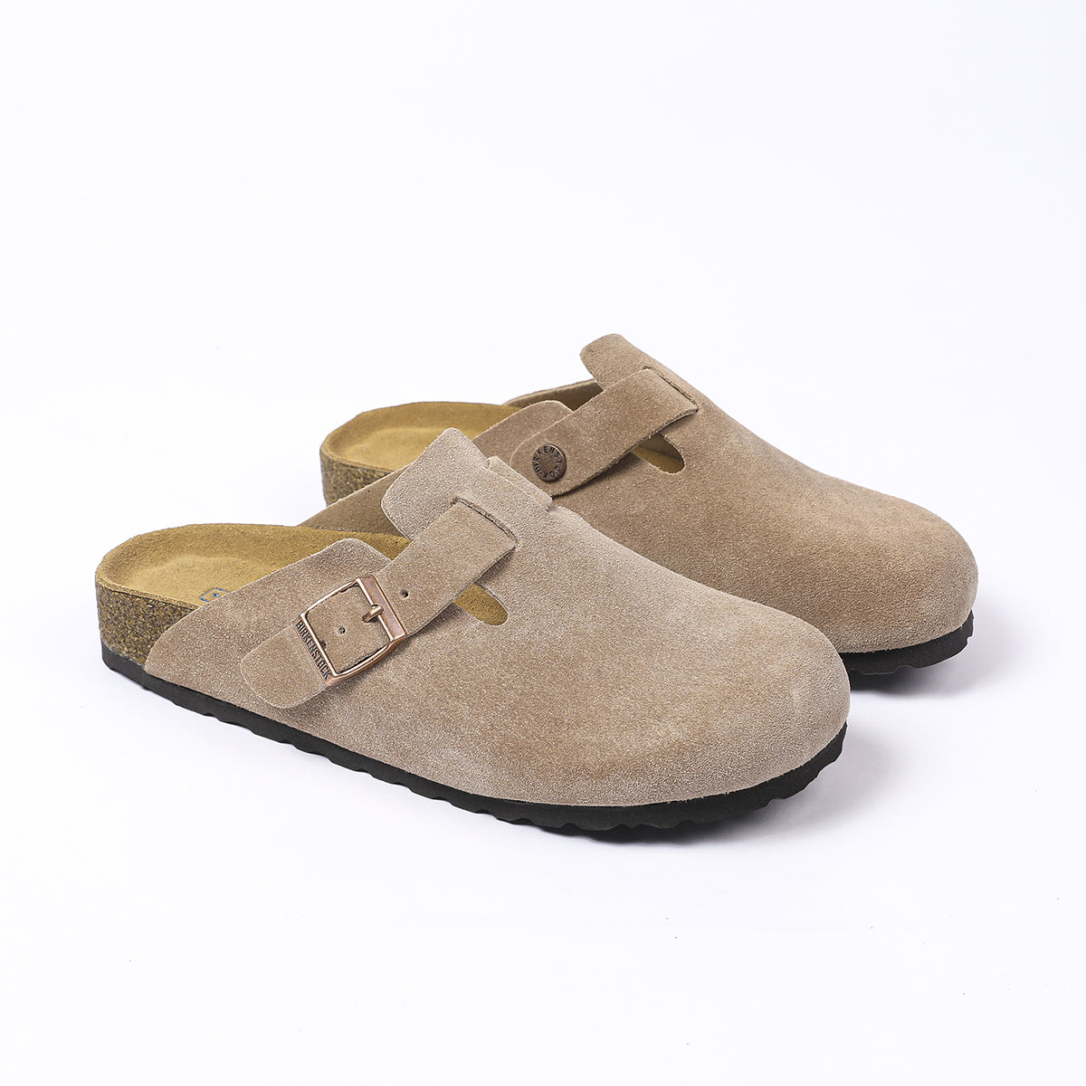 Birkenstock Boston Classic Taupe Suede Clogs
