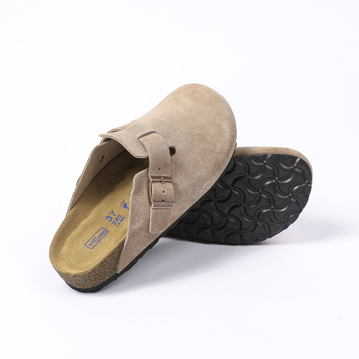 Birkenstock Boston Classic Taupe Suede Clogs