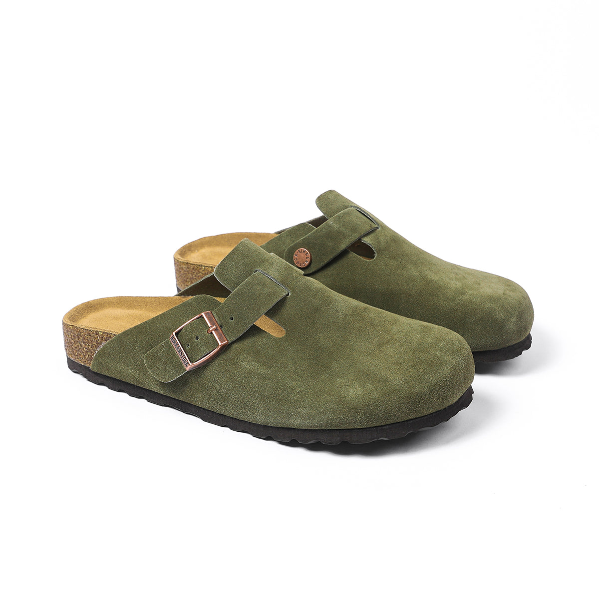 Birkenstock Boston Classic Khaki Suede Clogs