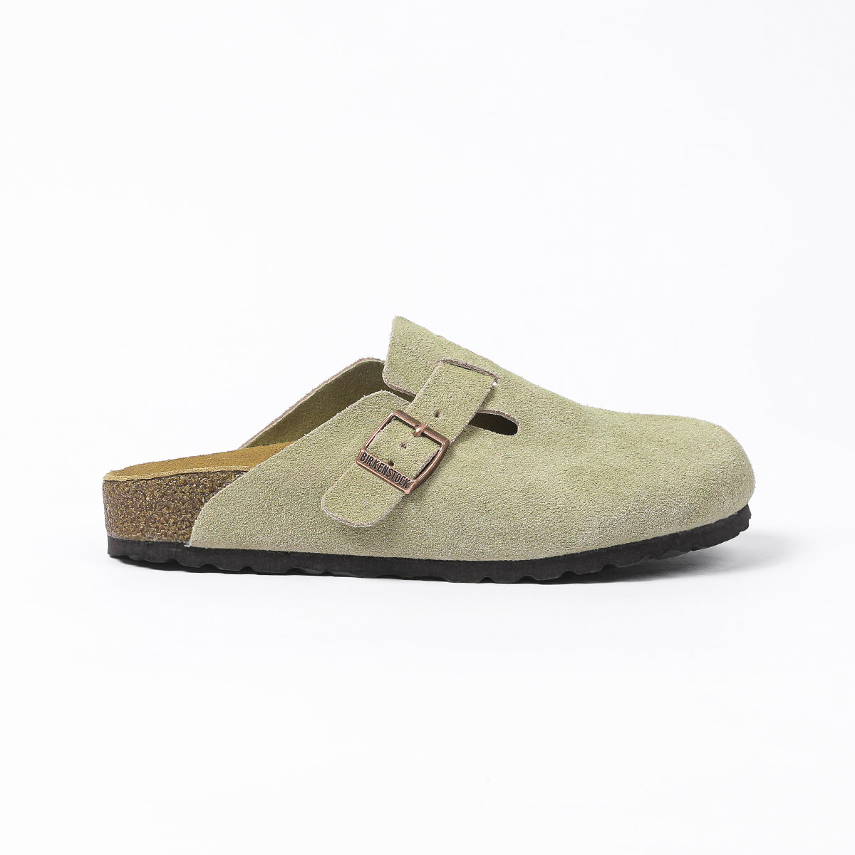 Birkenstock Boston Classic Light Olive Suede Clogs