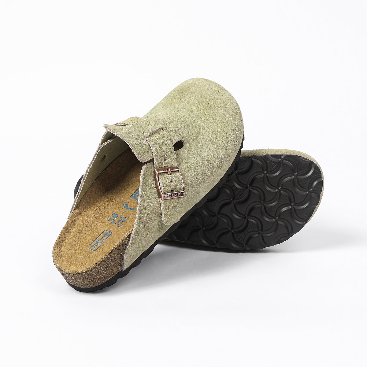 Birkenstock Boston Classic Light Olive Suede Clogs