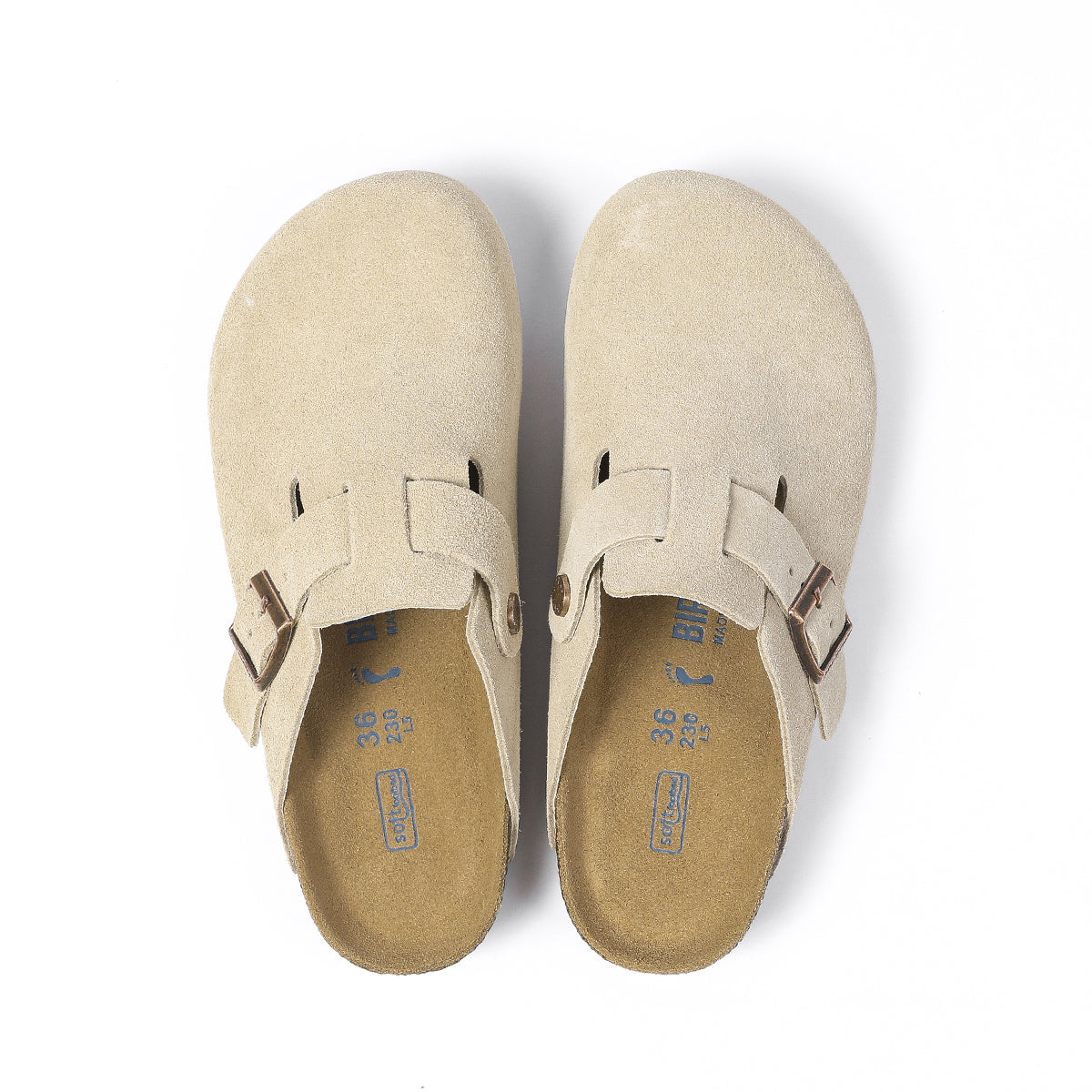 Birkenstock Boston Classic Beige Suede Clogs