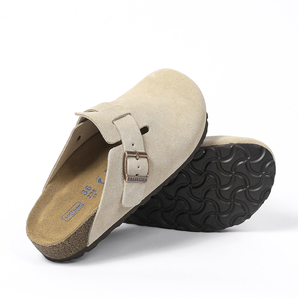 Birkenstock Boston Classic Beige Suede Clogs