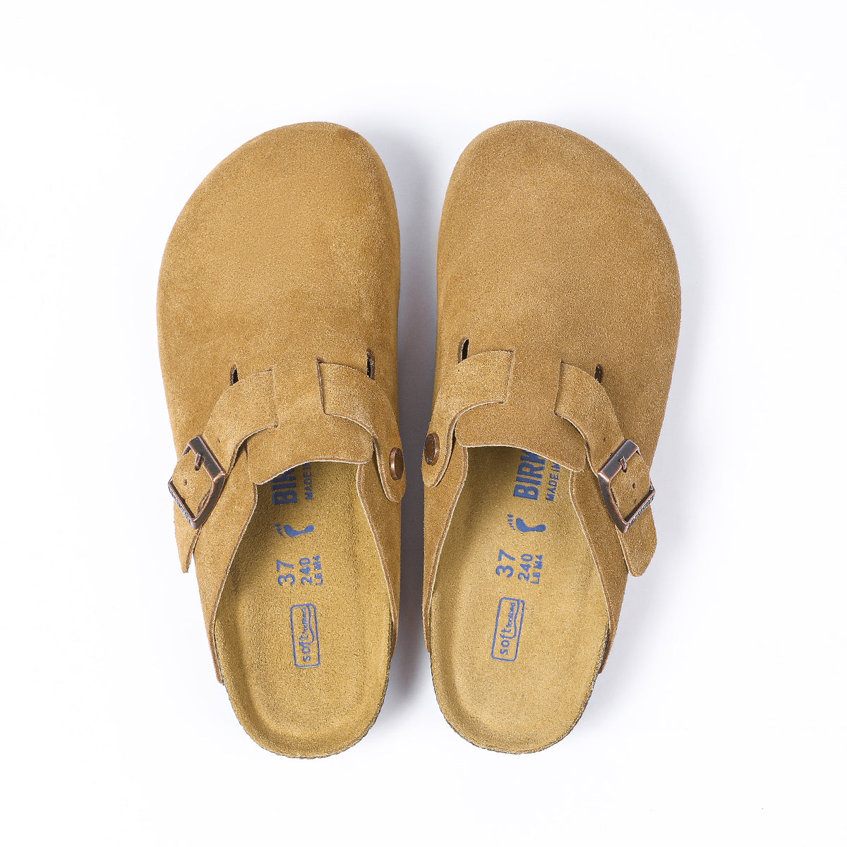 Birkenstock Boston Classic Latte Cream Suede Clogs