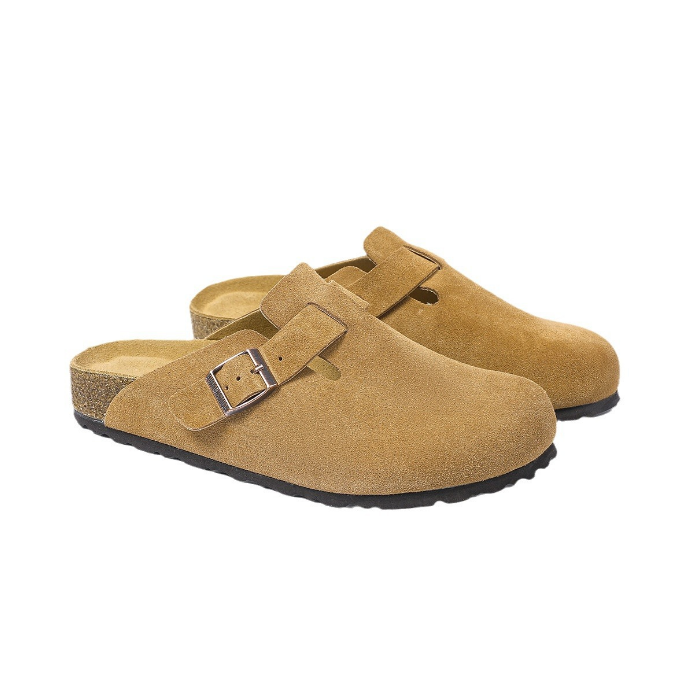 Birkenstock Boston Classic Latte Cream Suede Clogs