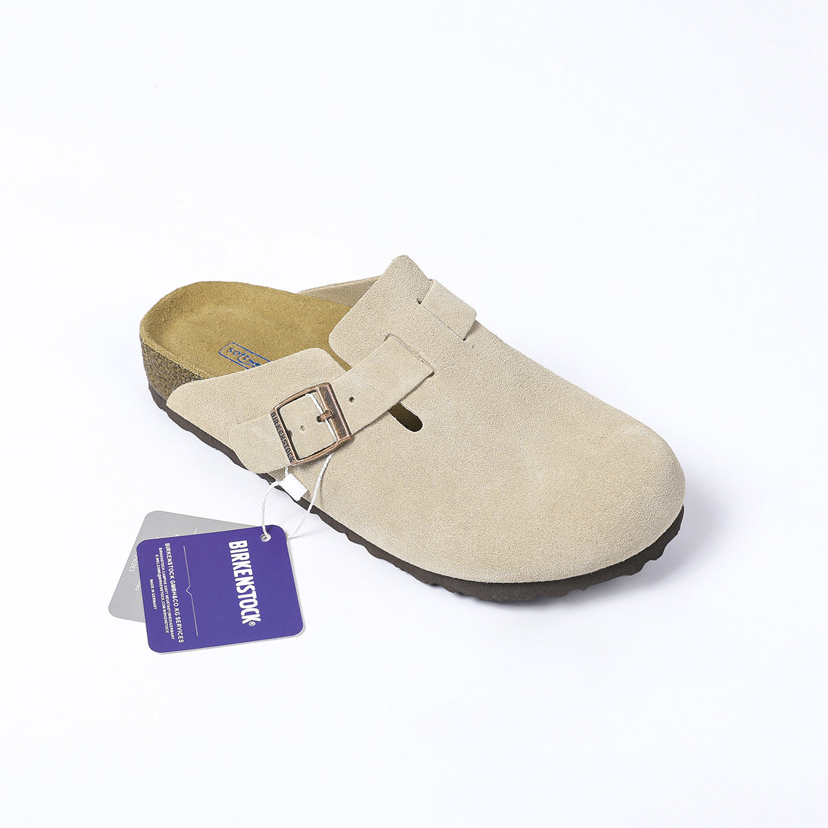 Birkenstock Boston Classic Beige Suede Clogs