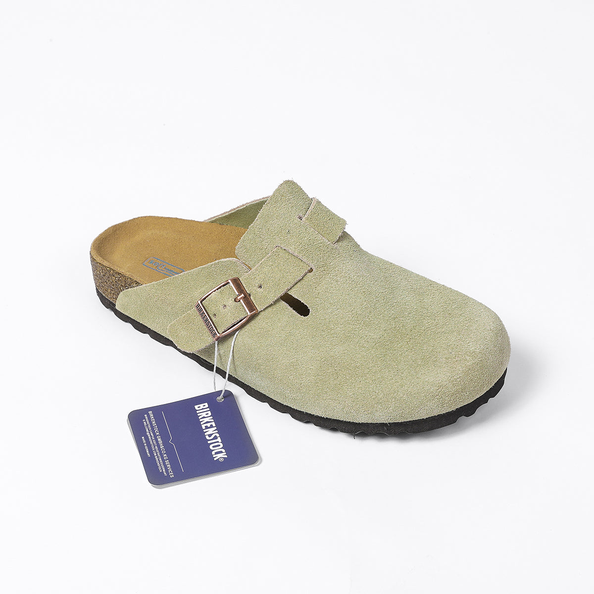 Birkenstock Boston Classic Light Olive Suede Clogs