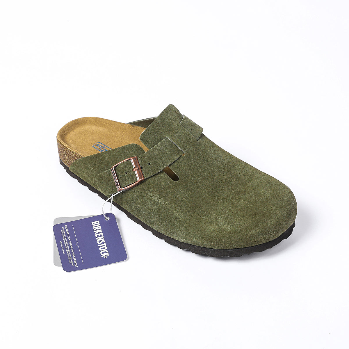 Birkenstock Boston Classic Khaki Suede Clogs