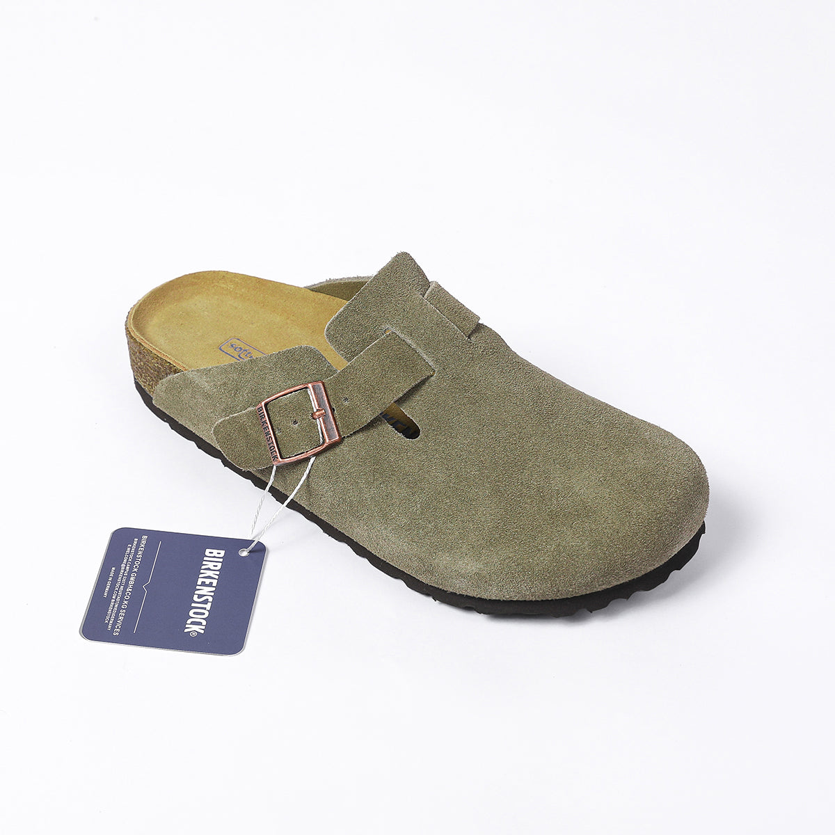 Birkenstock Boston Classic Light Olive Suede Clogs