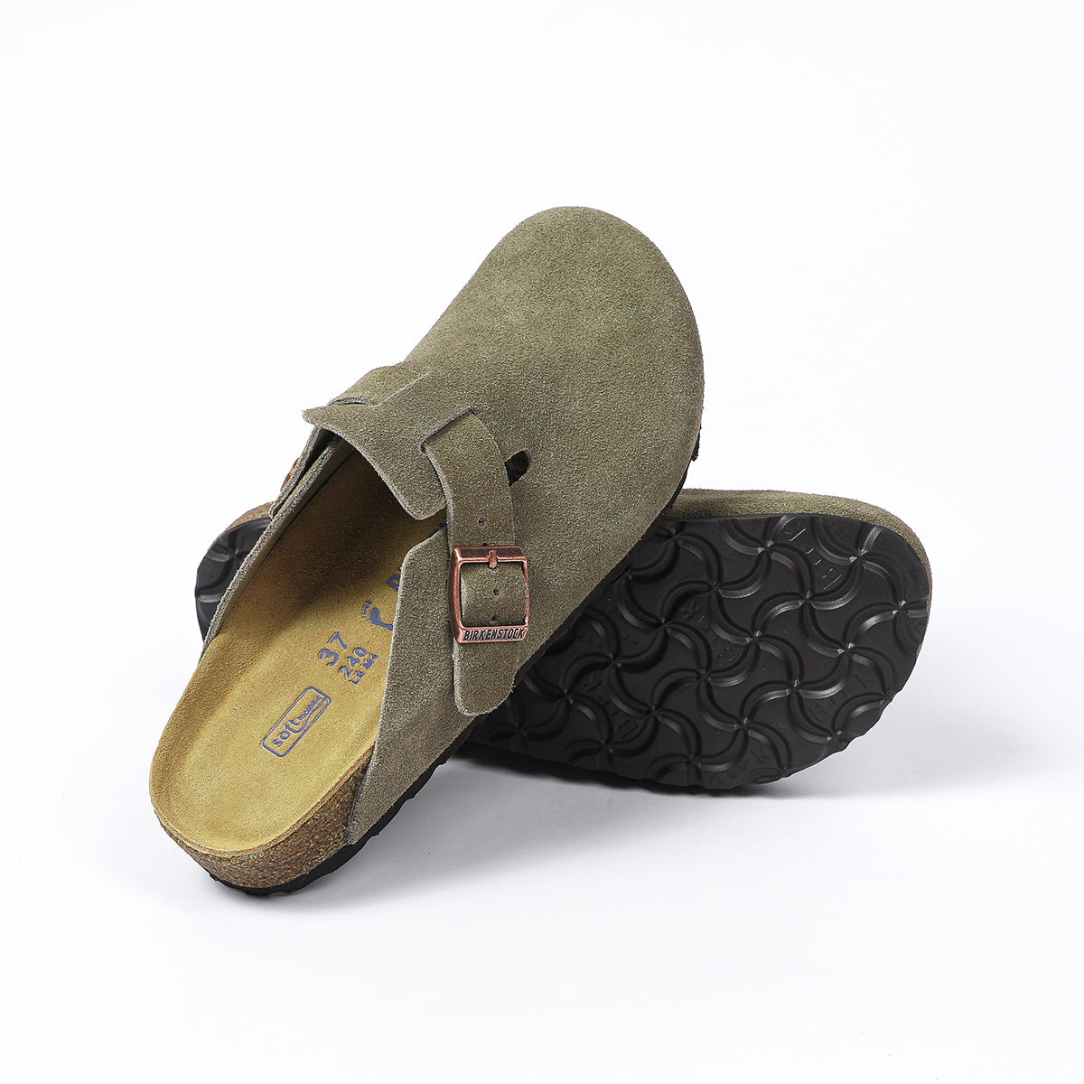 Birkenstock Boston Classic Light Olive Suede Clogs