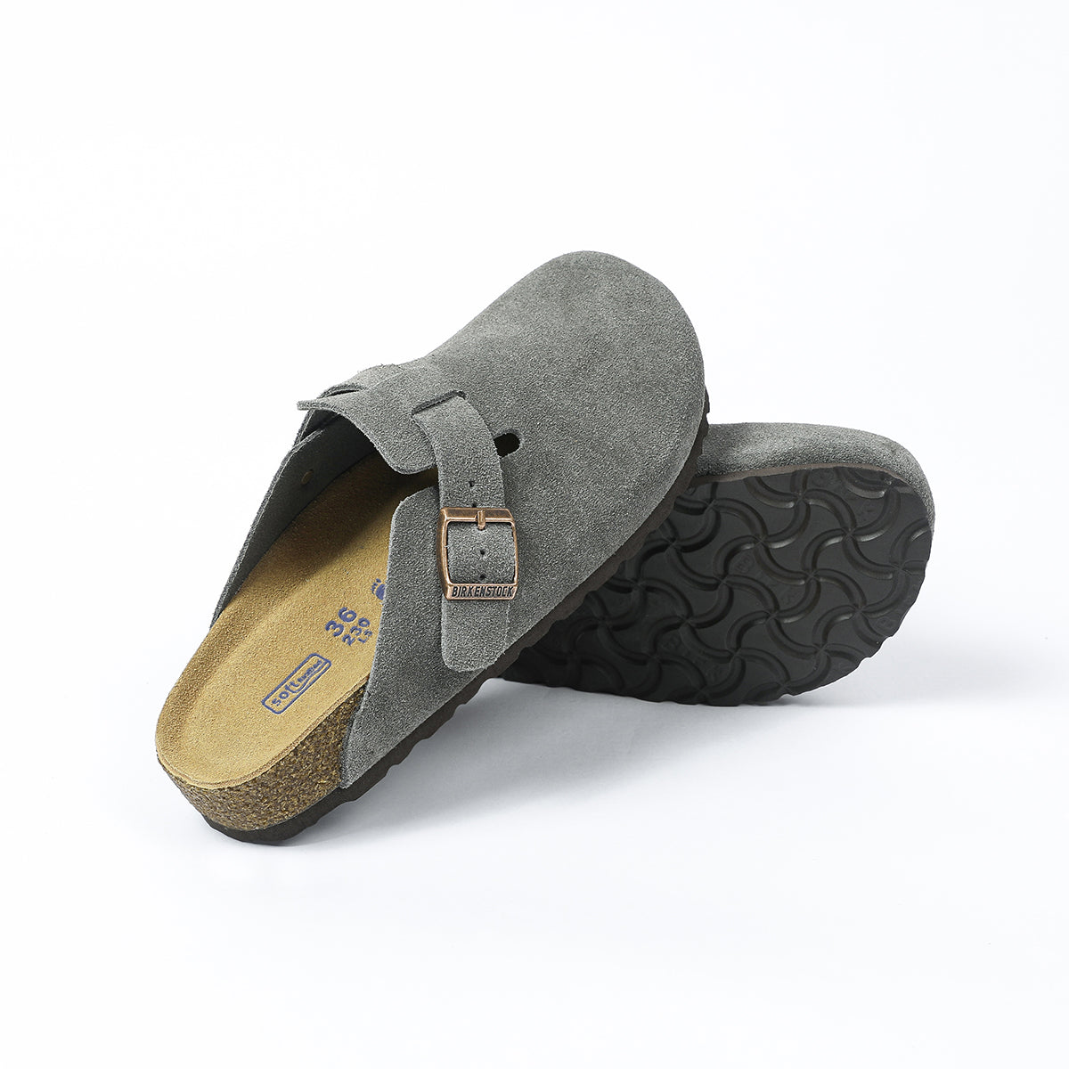 Birkenstock Boston Classic Grey Suede Clogs