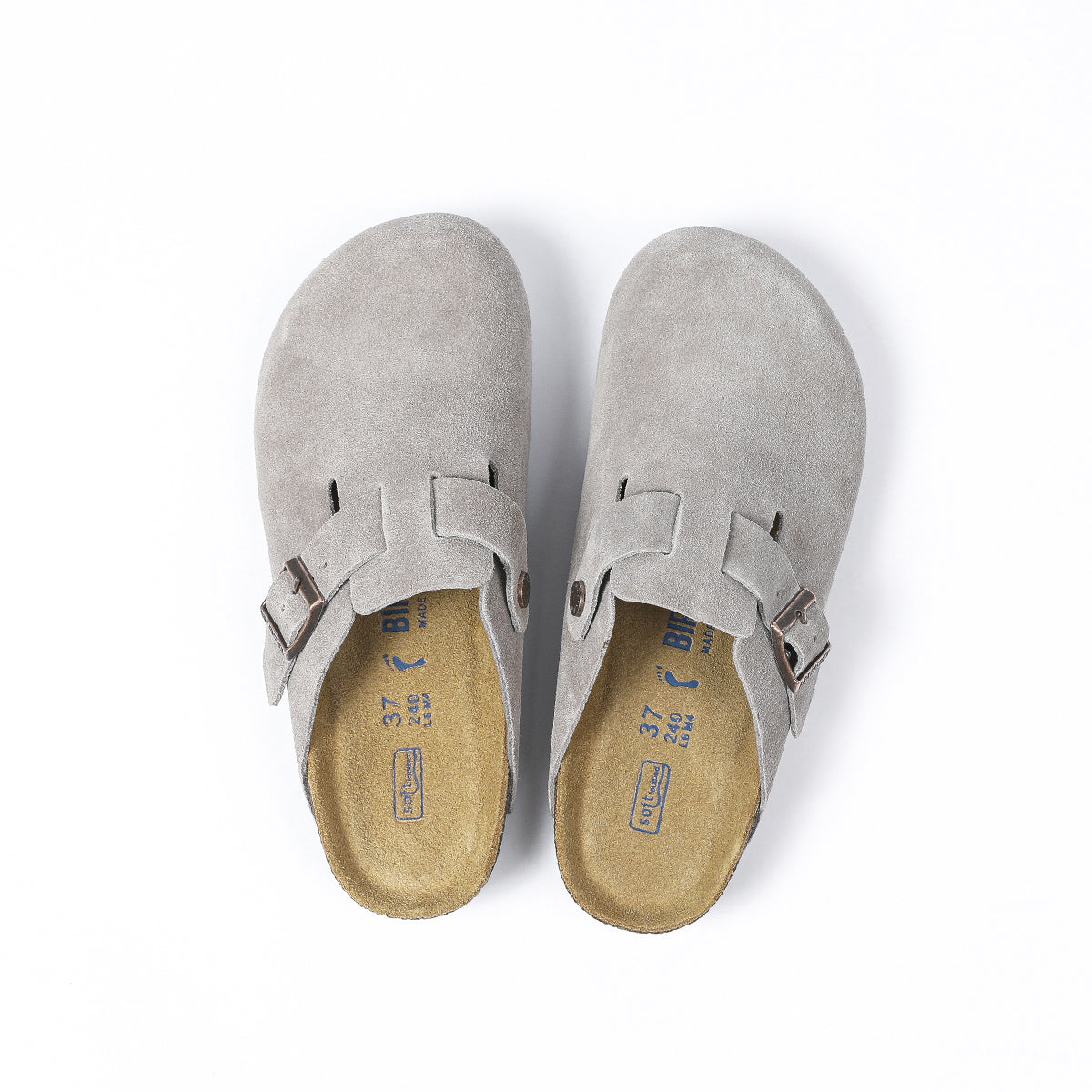 Birkenstock Boston Classic Grey Suede Clogs