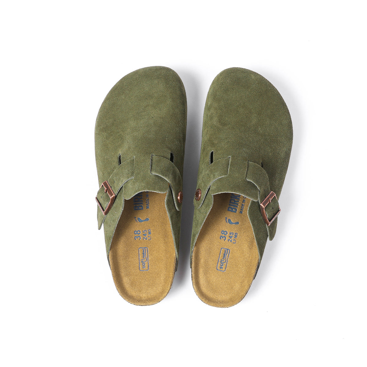 Birkenstock Boston Classic Khaki Suede Clogs