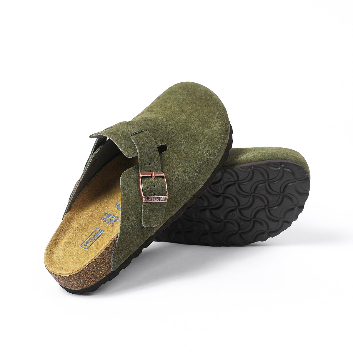 Birkenstock Boston Classic Khaki Suede Clogs