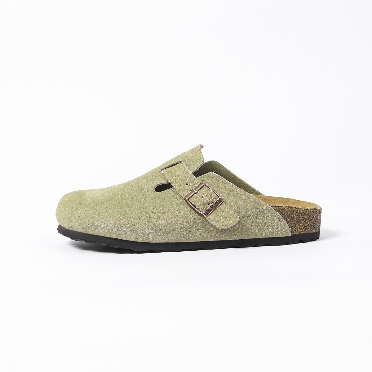 Birkenstock Boston Classic Light Olive Suede Clogs
