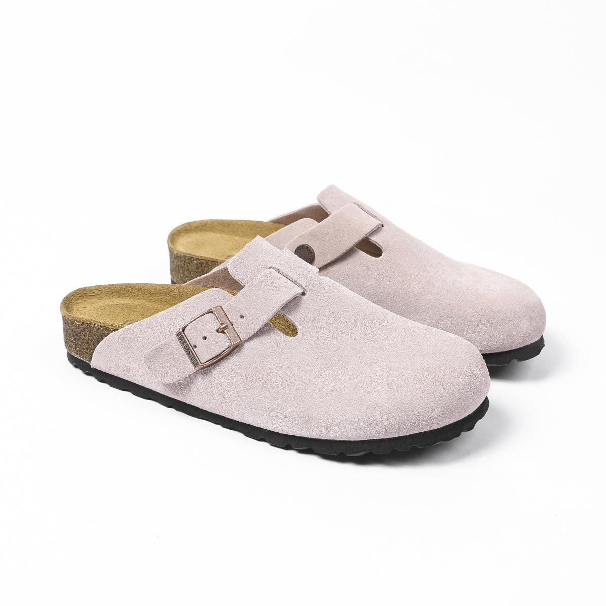 Birkenstock Boston Classic Pink Suede Clogs