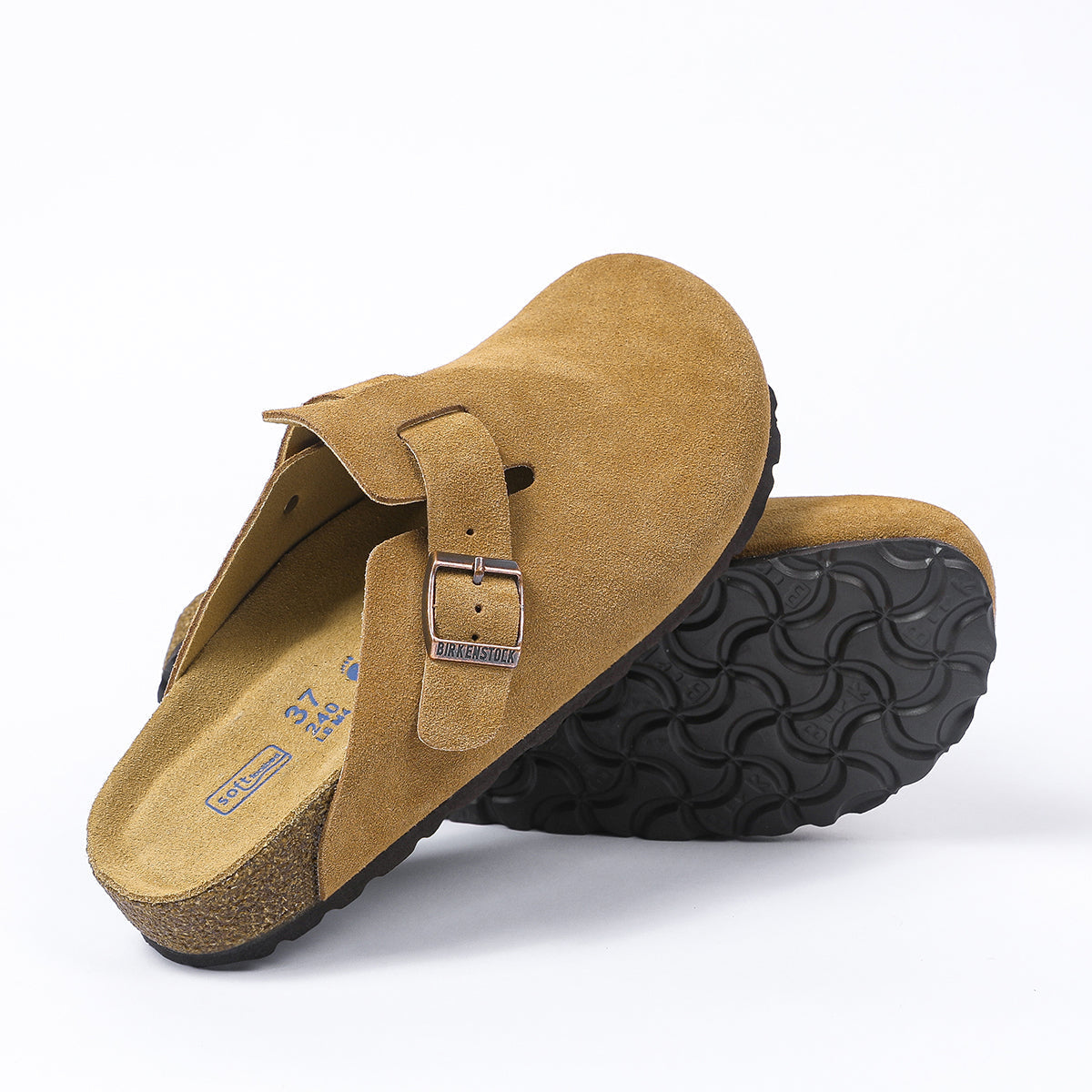 Birkenstock Boston Classic Latte Cream Suede Clogs