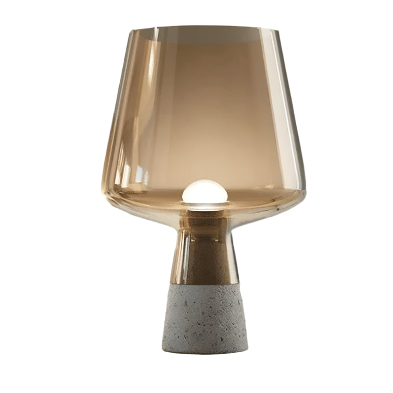 Modern concrete table lamp with glass shade – warm ambient light, E14 socket