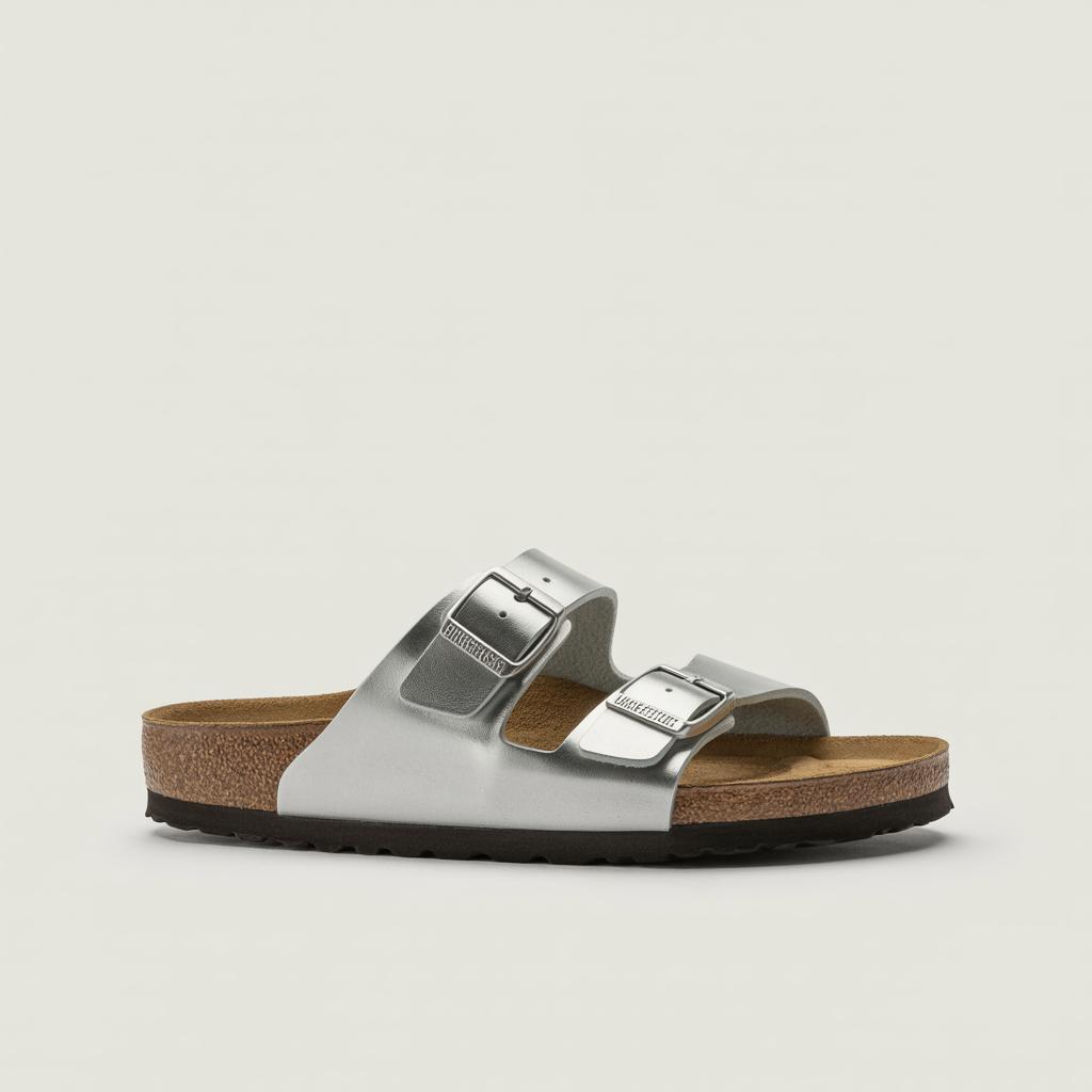 Birkenstock Arizona Footbed Sandals in Matt Silver