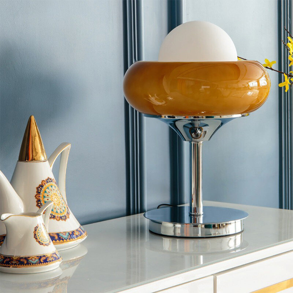 Soreana Retro Bauhaus‑Inspired Yellow Glass Table Lamp