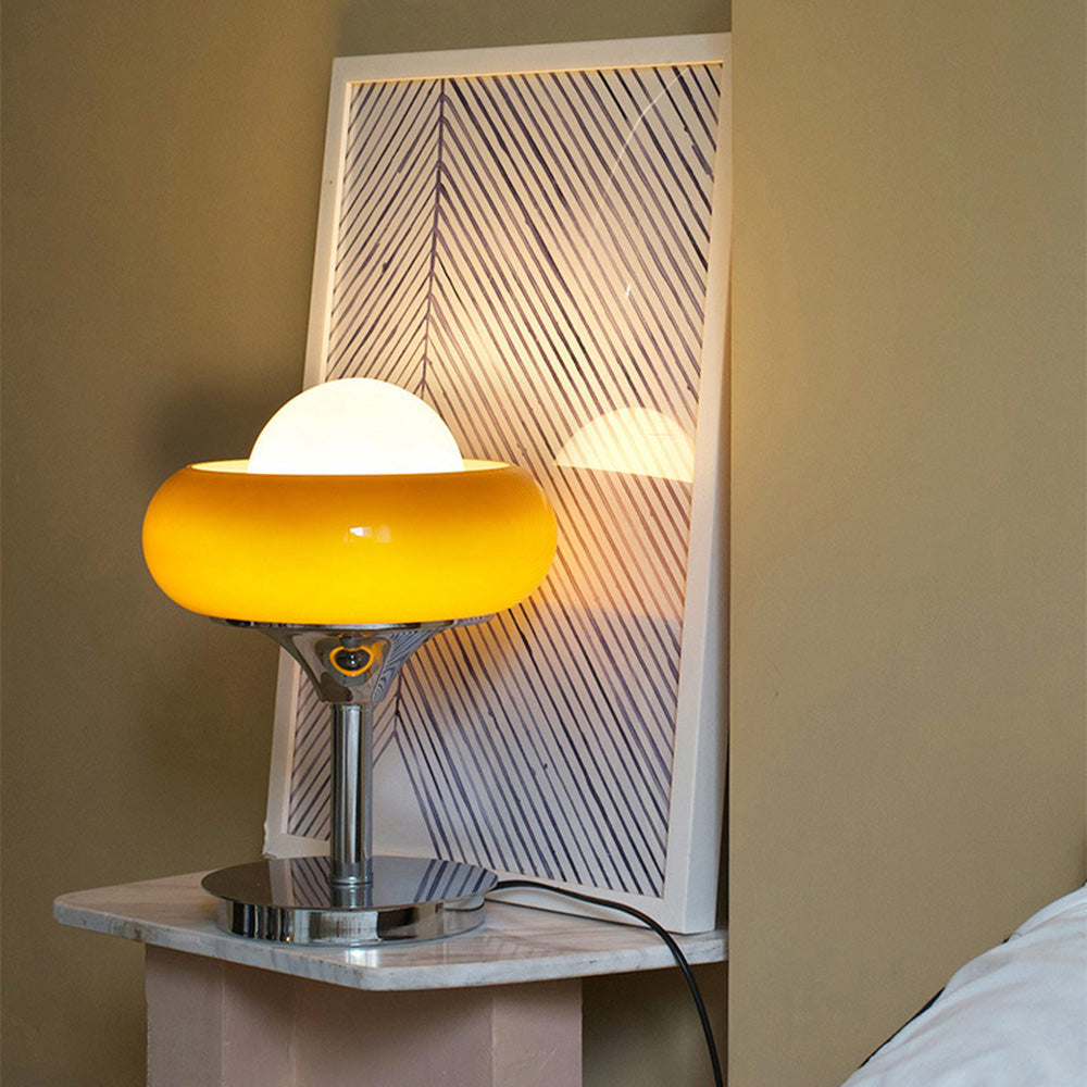 Soreana Retro Bauhaus‑Inspired Yellow Glass Table Lamp