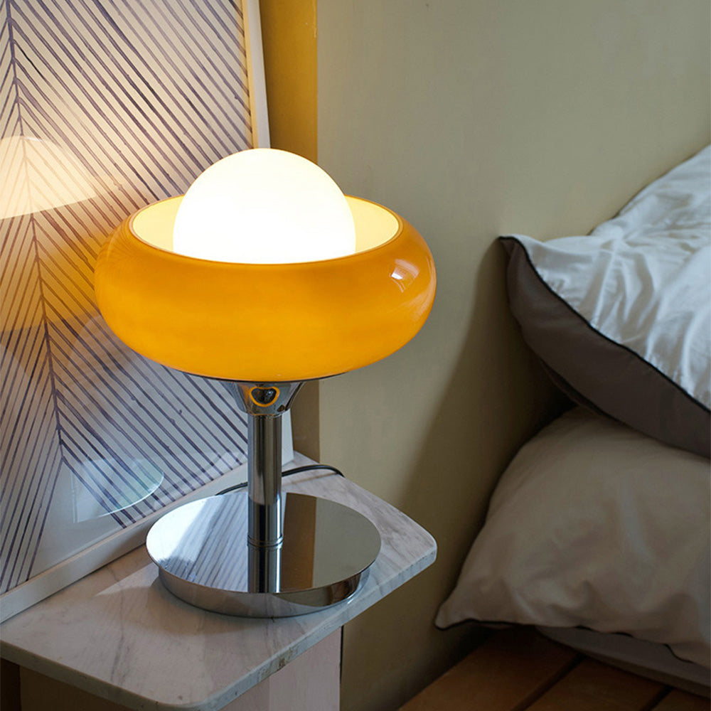 Soreana Retro Bauhaus‑Inspired Yellow Glass Table Lamp